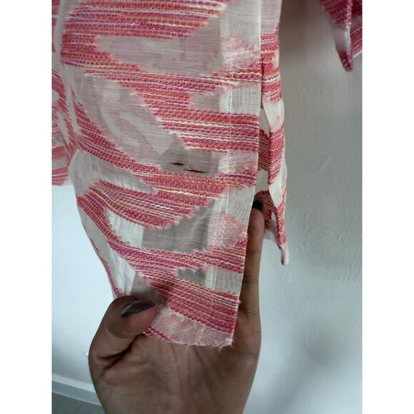 CARLISLE new york light blush pink abstract semi sheer gauzy modern blouse top - Picture 12 of 12